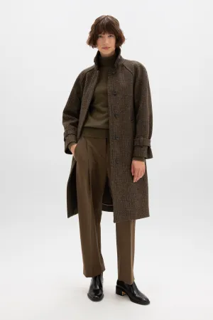 Women's Balmacaan Coat | Olive Glen Check