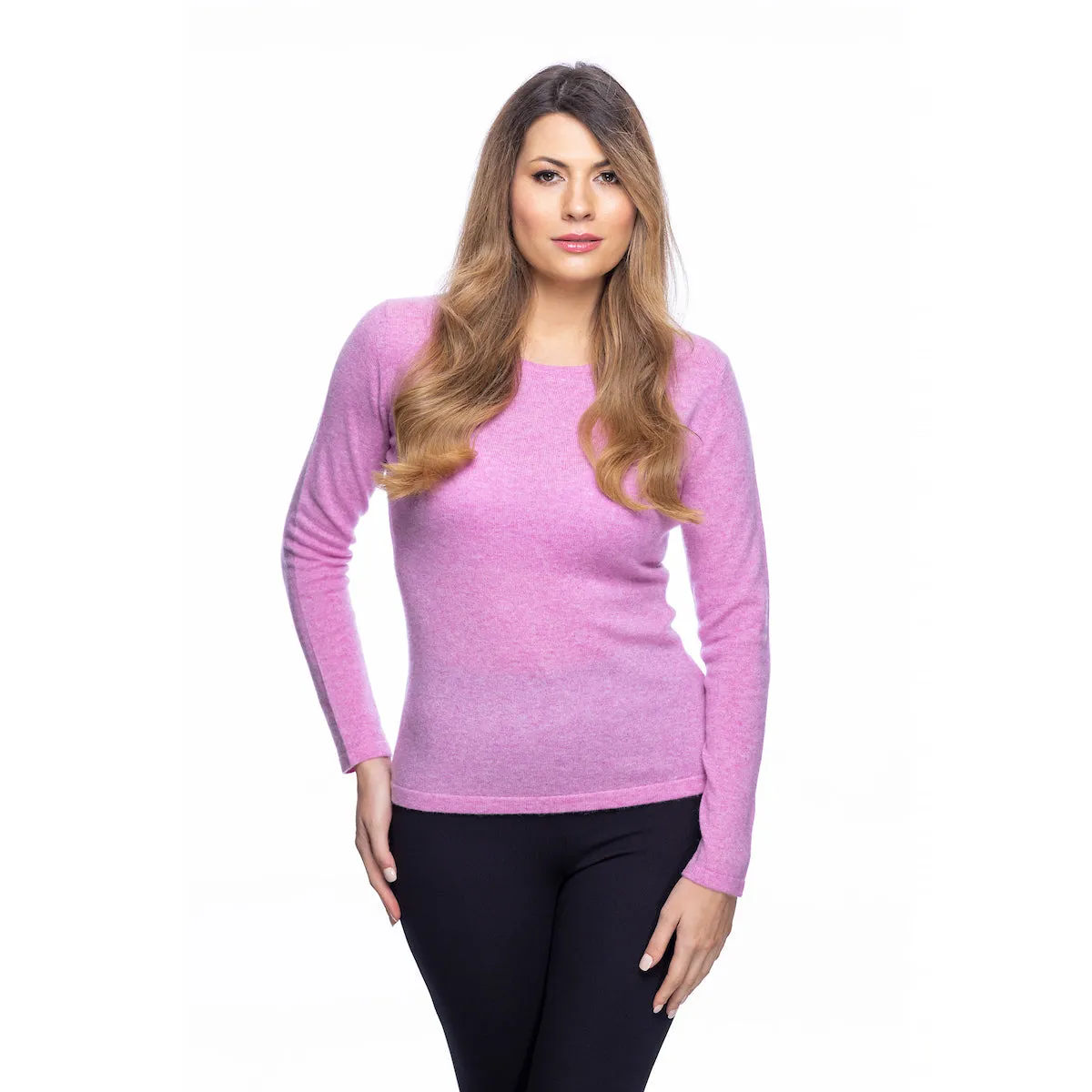 Women's Cashmere C-Neck Jumper Marl Lilac