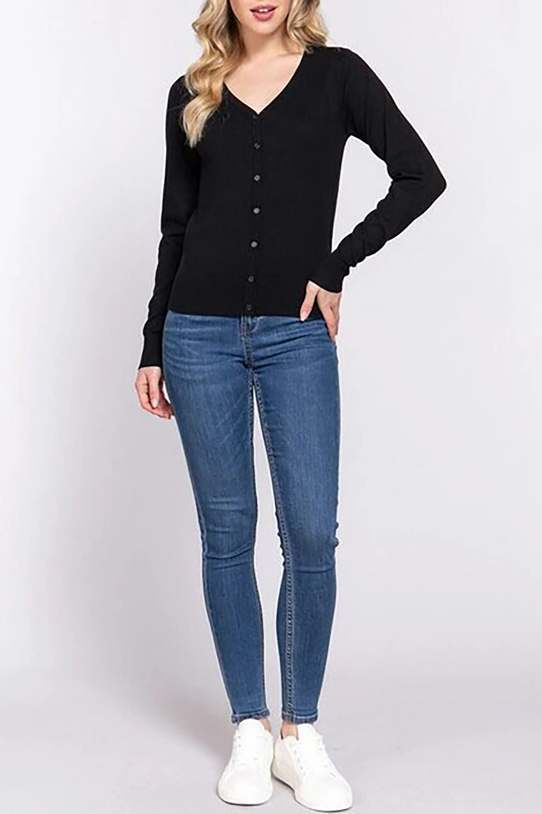 Women's Plus Size Long Sleeve Button Down Sweater Cardigan