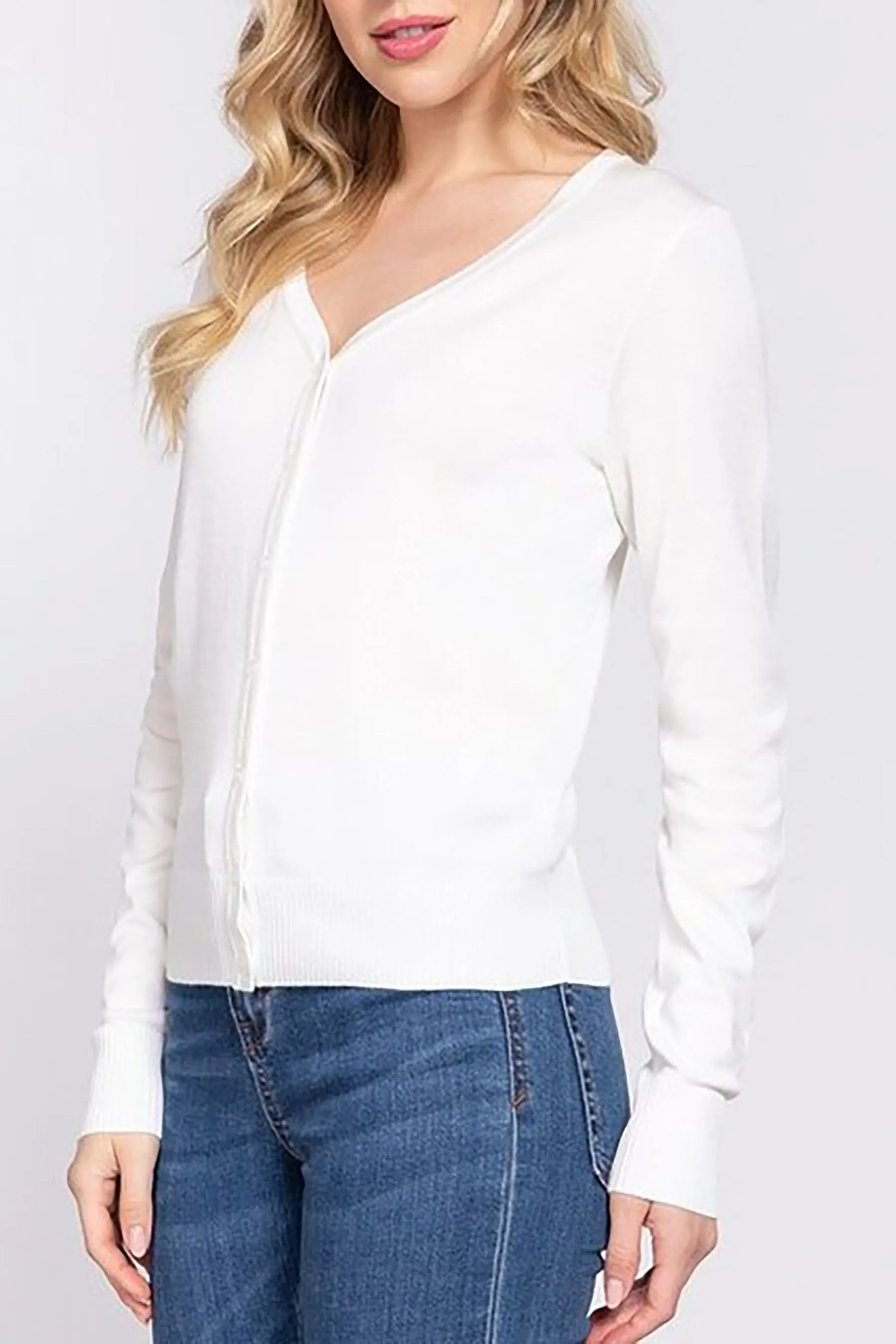 Women's Plus Size Long Sleeve Button Down Sweater Cardigan