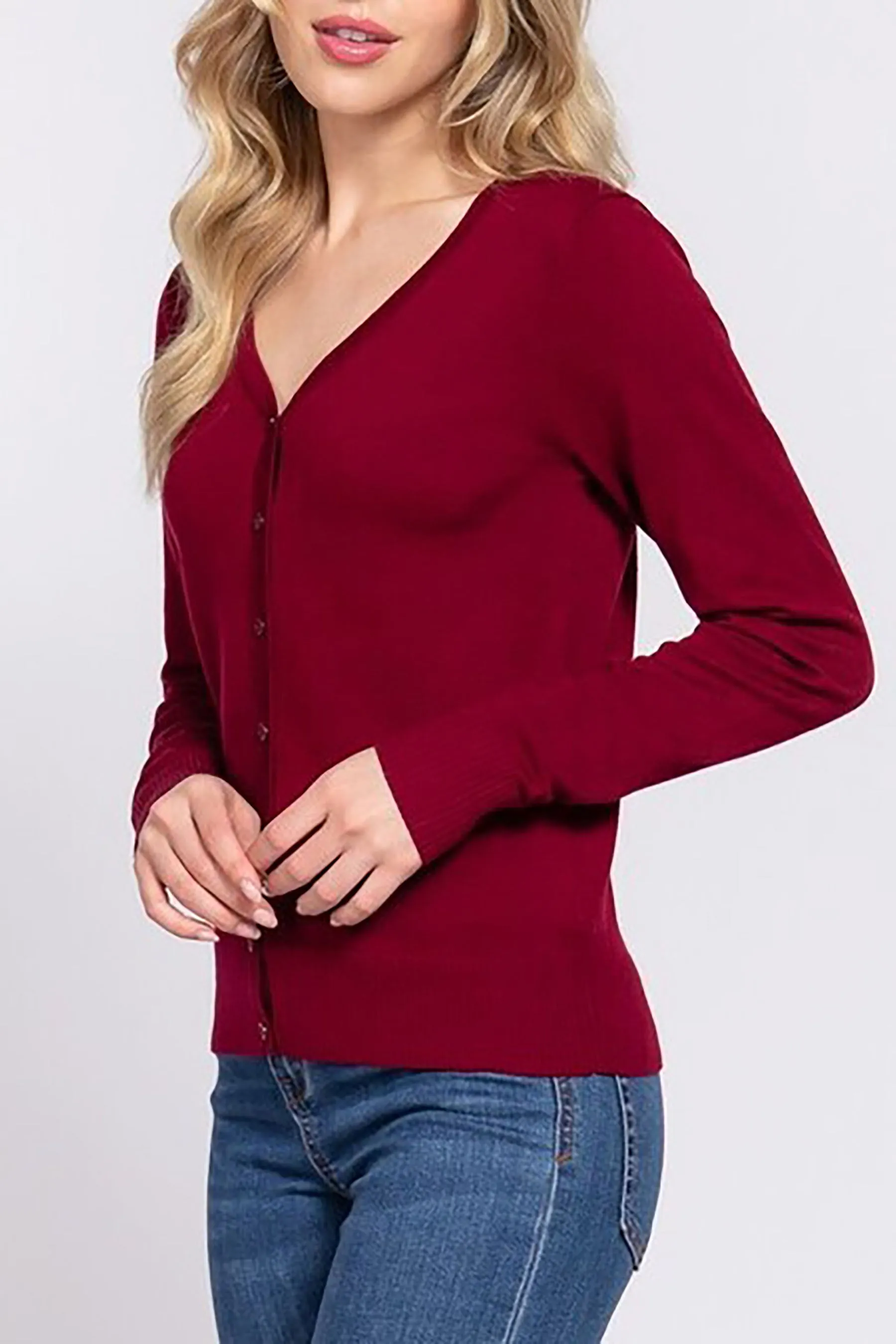 Women's Plus Size Long Sleeve Button Down Sweater Cardigan