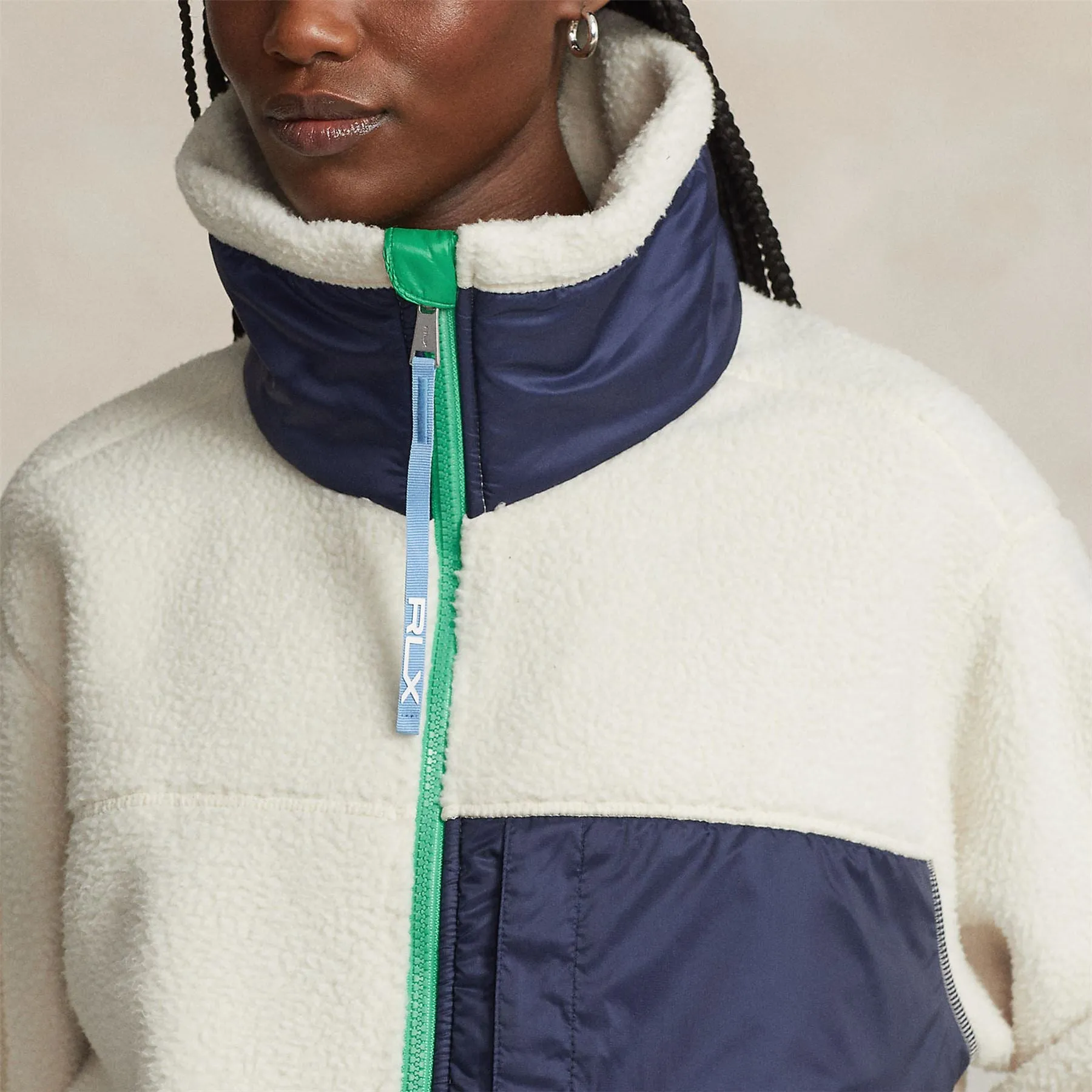 Womens Polar Fleece Coat Winter Cream/Refined Navy - SS24