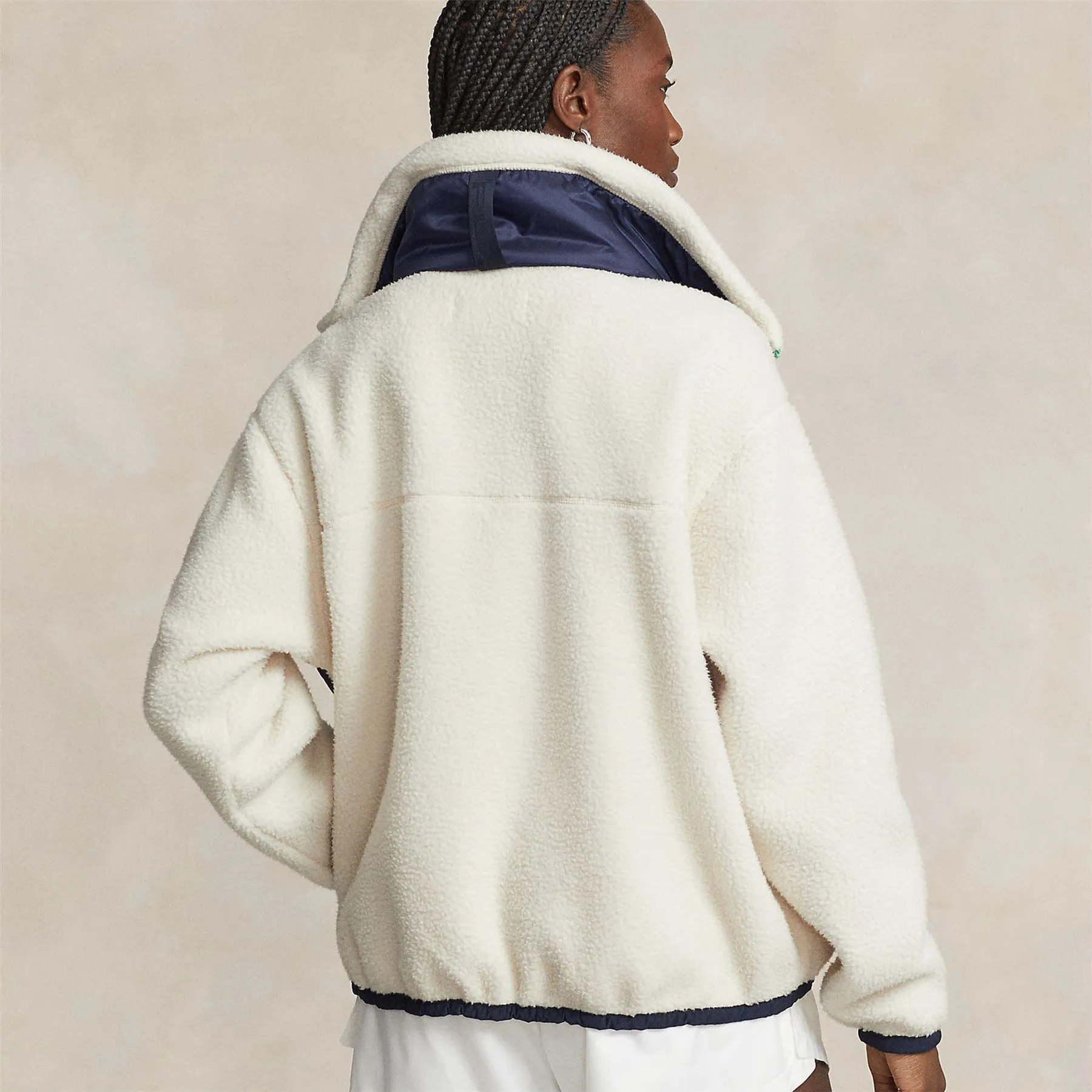 Womens Polar Fleece Coat Winter Cream/Refined Navy - SS24