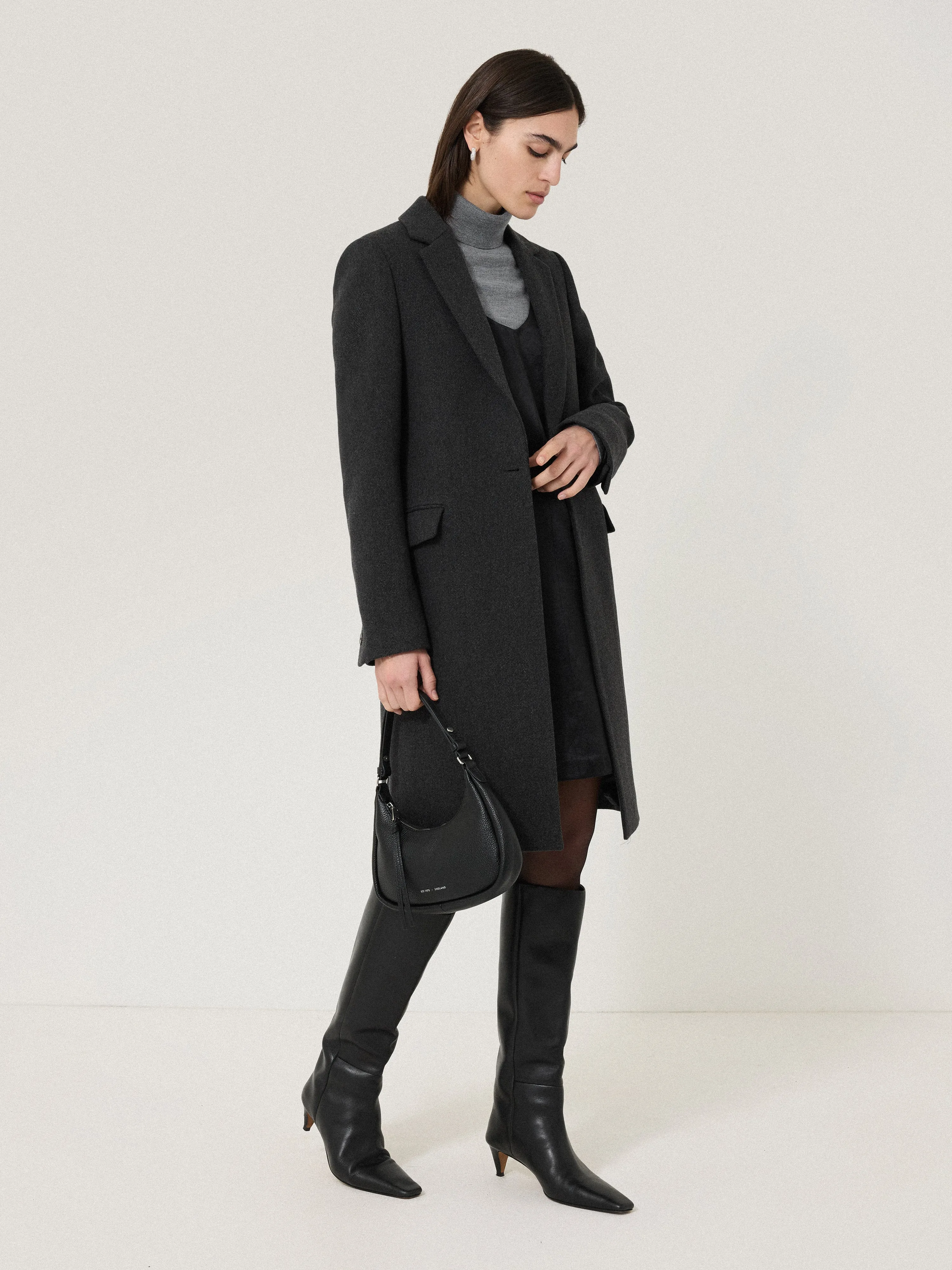 Wool Blend City Coat | Grey