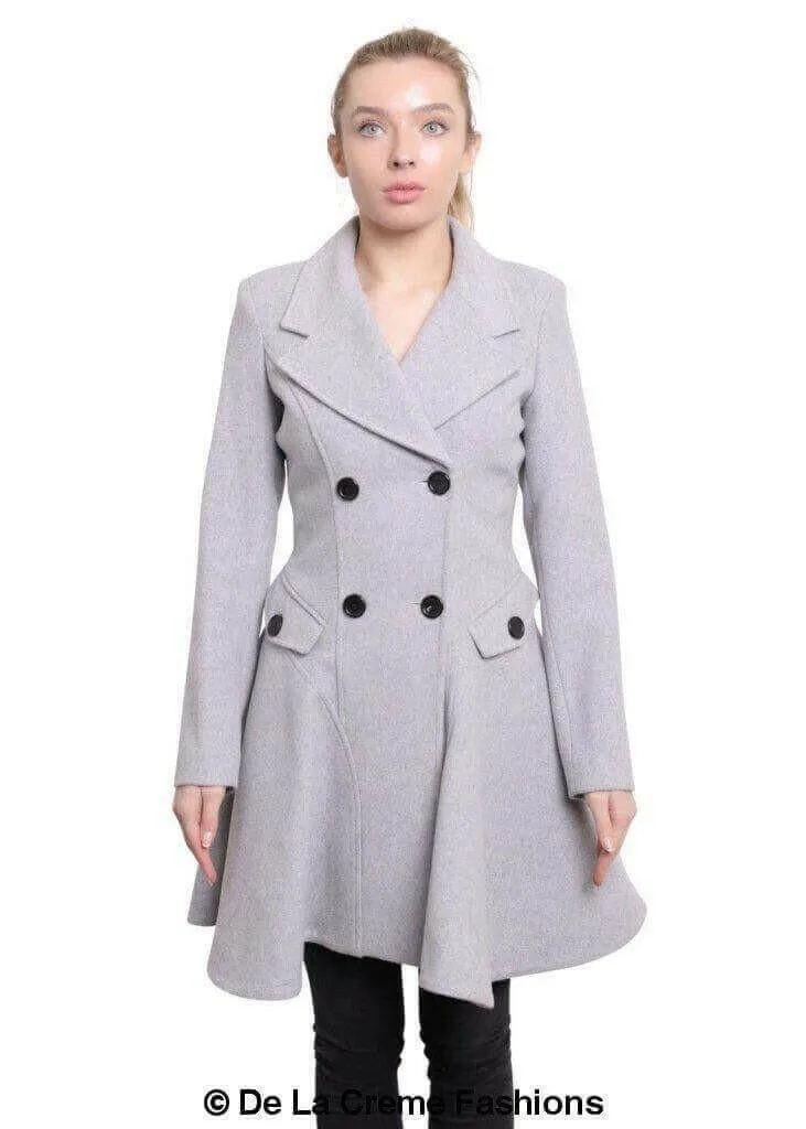 Wool Blend Double Breasted Skater Coat (1102)