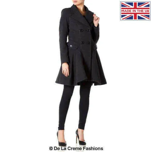 Wool Blend Double Breasted Skater Coat (1102)