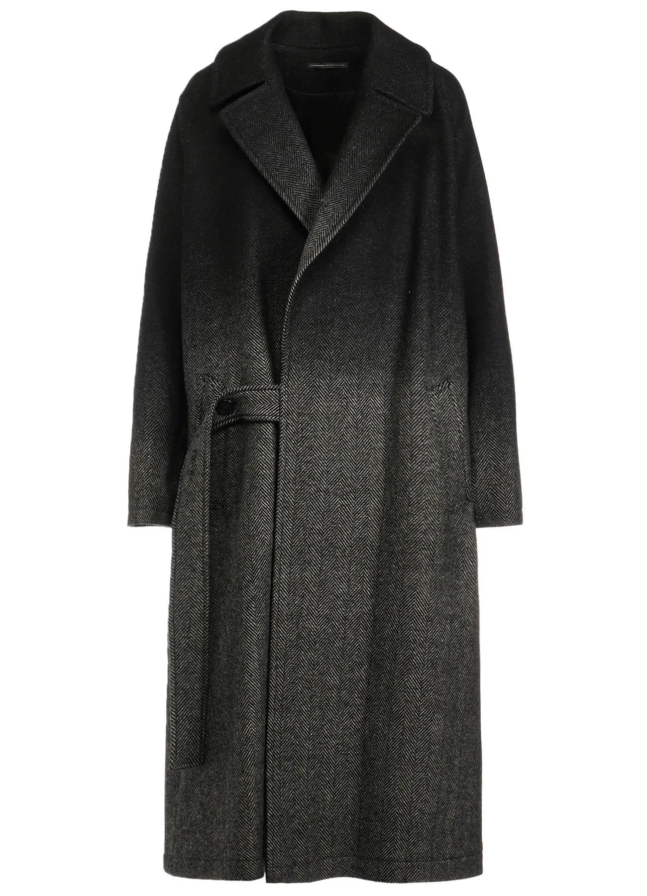 WOOL HERRINGBONE GRADATION LONG COAT