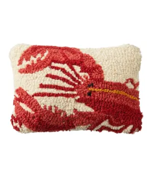 Wool Hooked Throw Pillow, Lobster, 8&quot; x 12&quot;